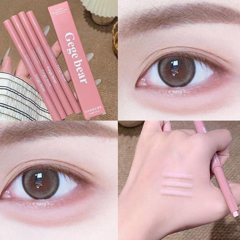Gege Bear Double-Puff Eyebrow Pen - Smudge-Proof, Natural Plush Finish, Double-Ended Cosmetic